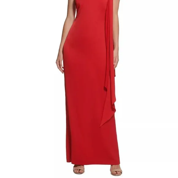 VINCE CAMUTO Women's Halter-Neck Satin Sleeveless Gown Red Size 4 - Picture 5 of 6